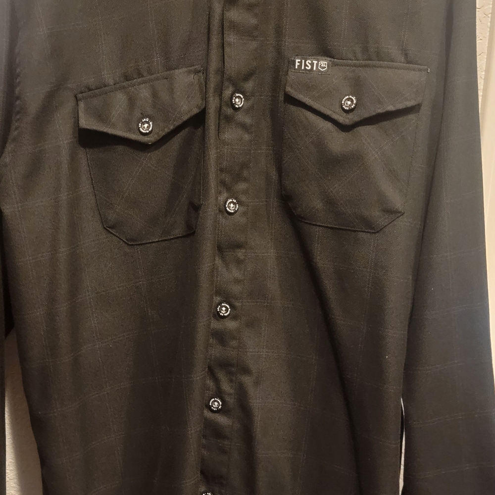 DIXXON FIST ARMY FLANNEL Black Casual Button Down Shirt